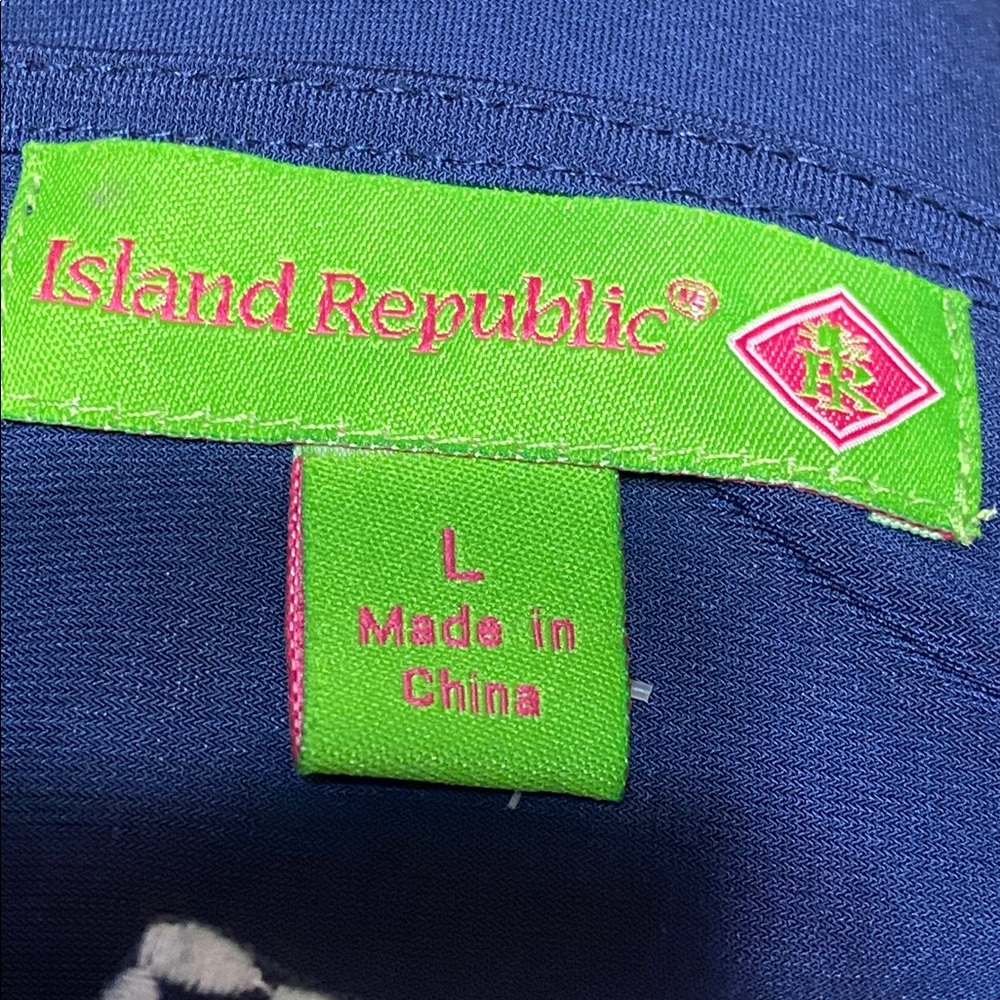 Island Republic Blue tunic top shirt Resort Beach Wear size LARGE - Picture 7 of 9